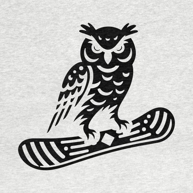 Minimalist Design: Owl Snowboarder Silhouette by HBfunshirts